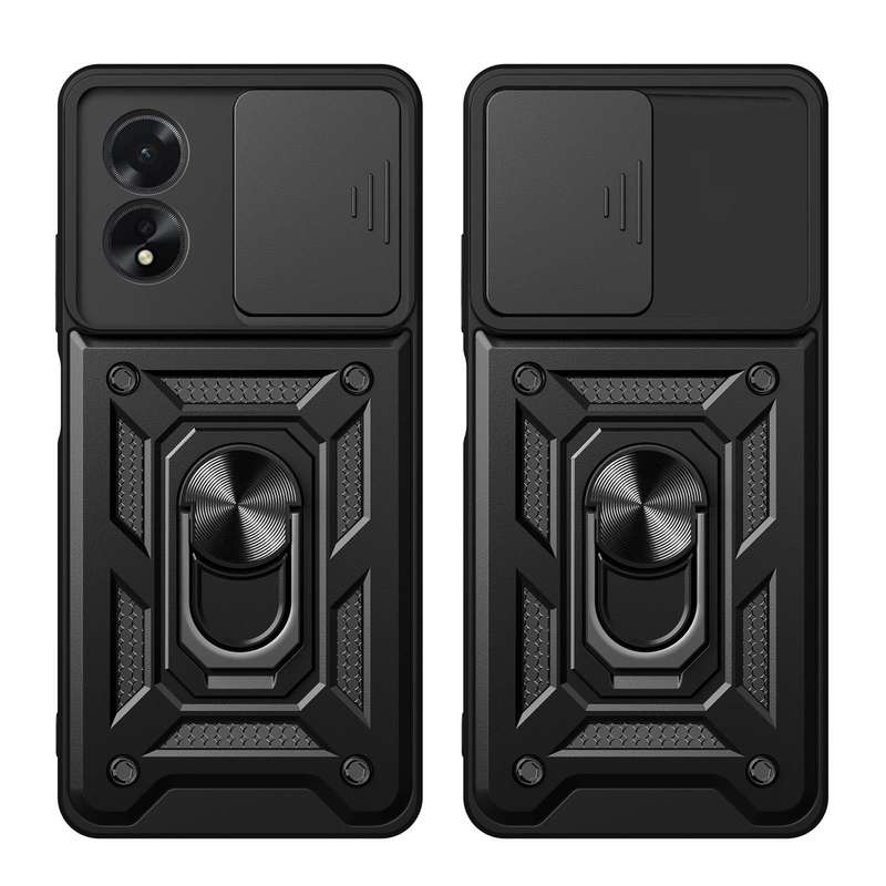 For OPPO A38 4G Global Sliding Camera Cover Design TPU Hybrid PC Phone Case(Gold)