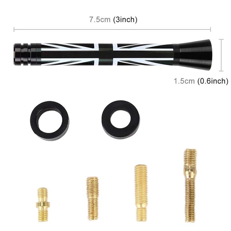 Short Universal Flag Pattern Car Antenna Aerial 7.5cm
