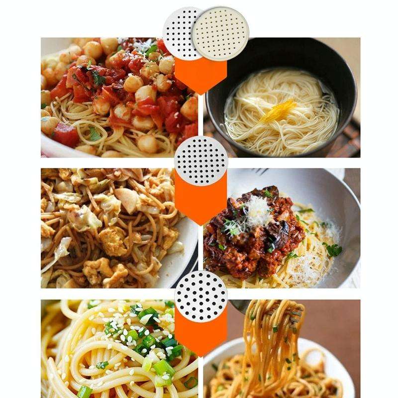 5 Molds Household Manually Small Stainless Steel Pressing Style Handhold Noodle Machine (Orange)
