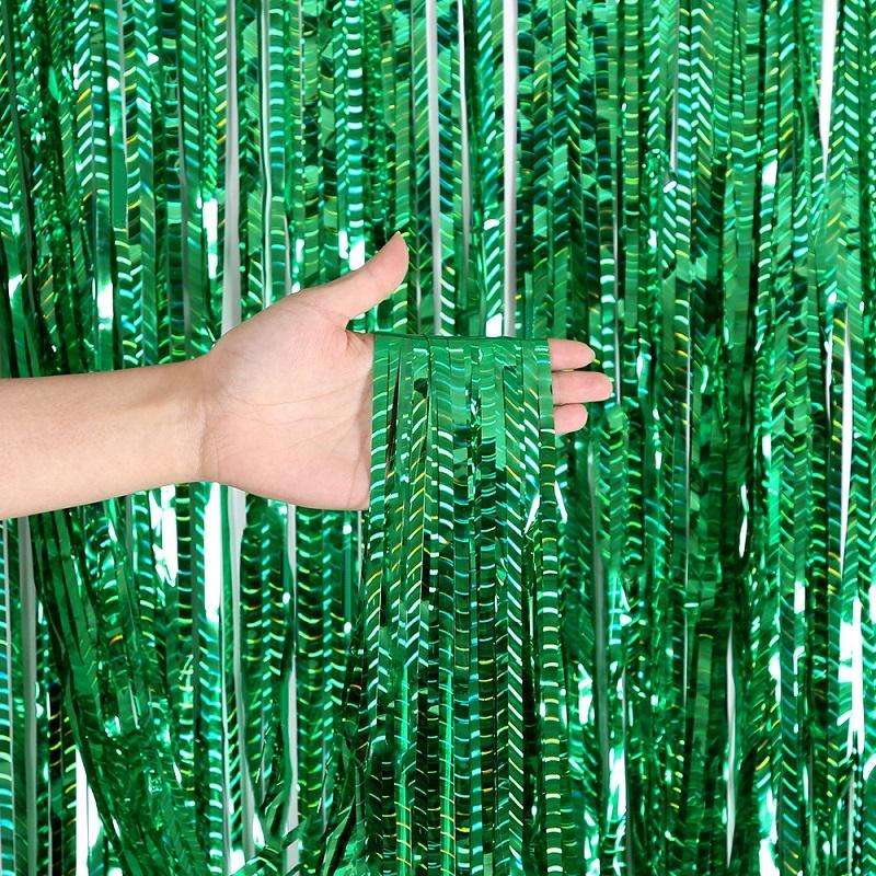 2 PCS Laser Rain Curtain Birthday Party Background Wall Decoration, Color: 3M Green