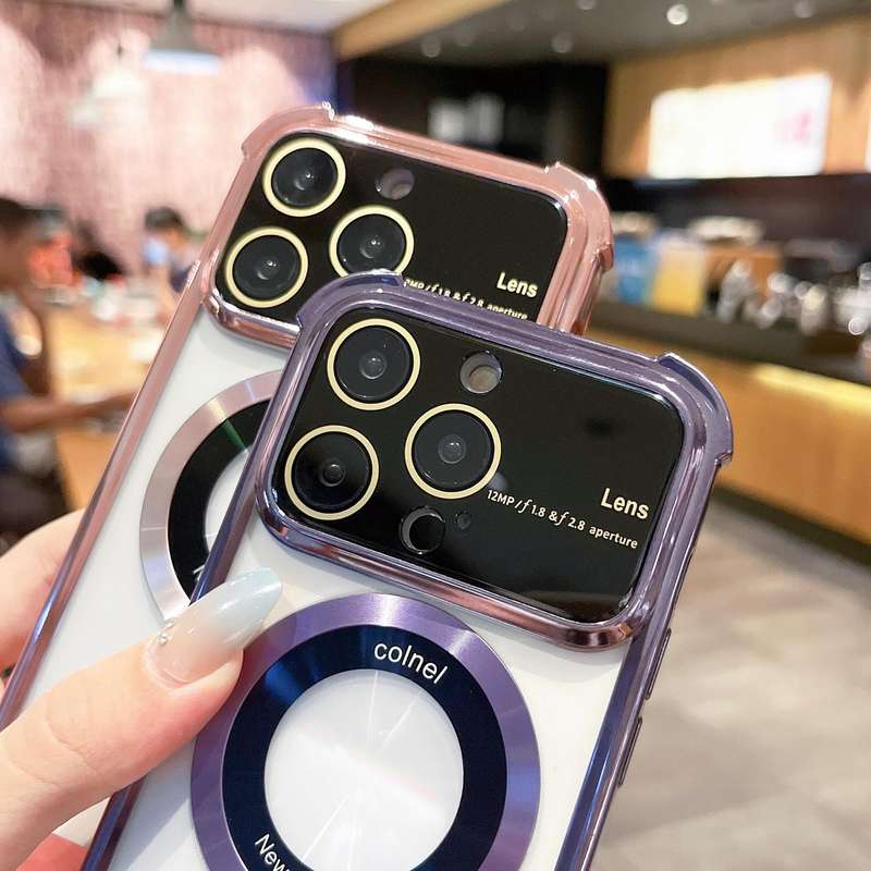 For iPhone 13 Pro Max MagSafe Shockproof TPU Phone Case with Lens Film(Silver)