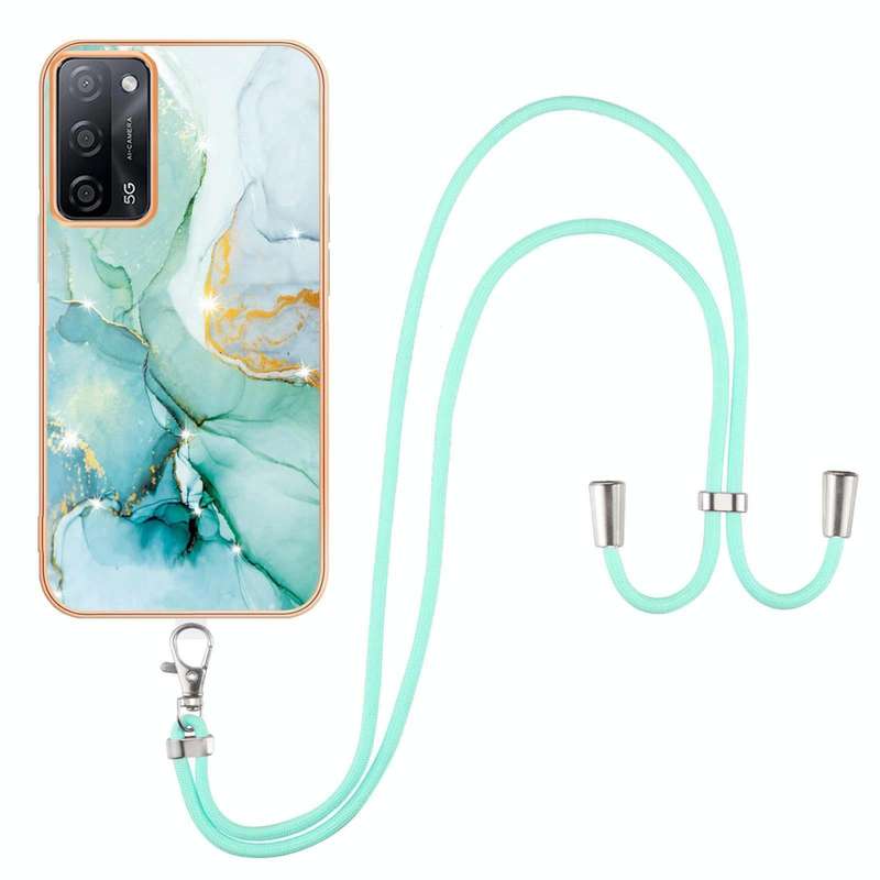 For OPPO A53s 5G / A55 5G / A54 4G / A16 / A54s Electroplating Marble IMD TPU Phone Case with Lan...