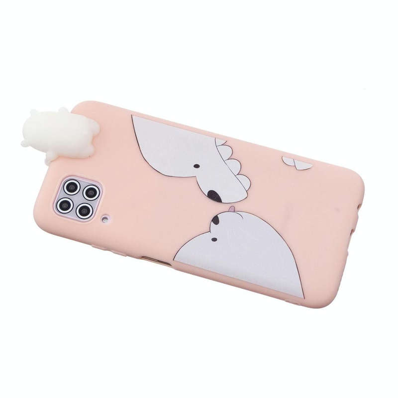 For Huawei P40 Lite Shockproof Colored Painted Lying Cartoon TPU Protective Case(Big White Bear)