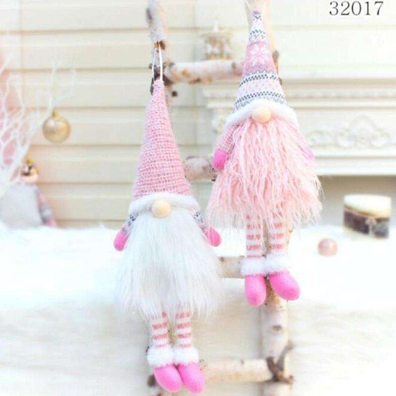 Christmas Faceless Dolls Holiday Decorations Children Gift, Style:32017(Pink)