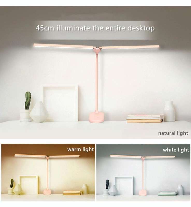 TD5 Double Lamp Head USB Desktop Clip Table Lamp,Style: Plug-in Version (Black)
