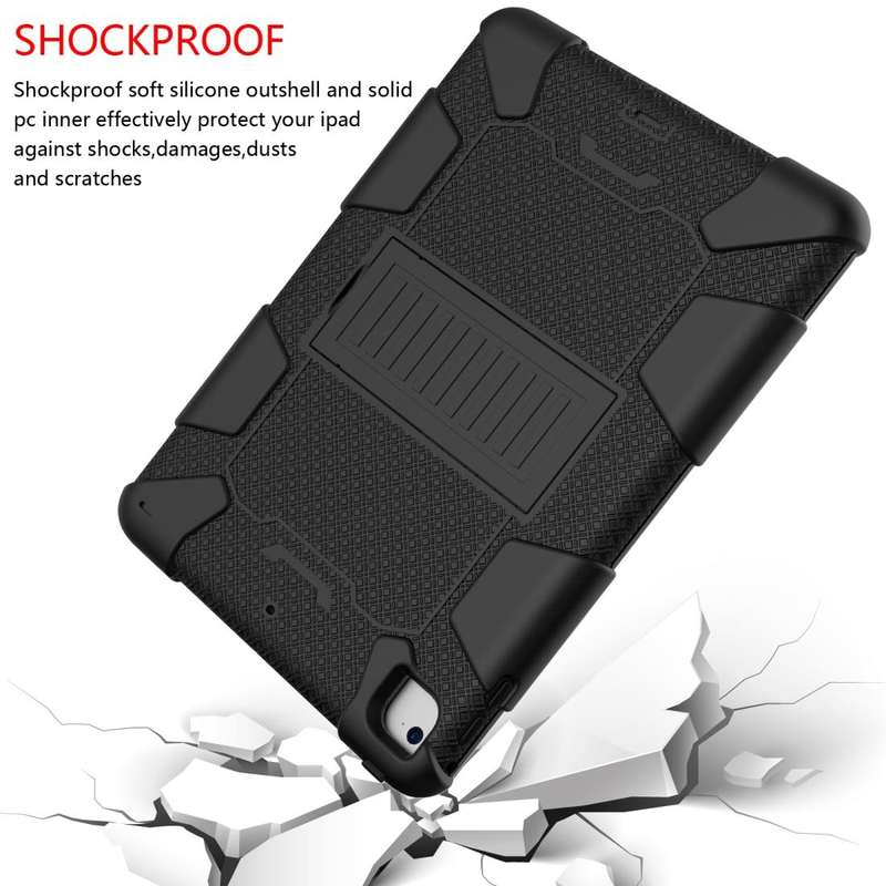Shockproof Two-color Silicone Protection Shell for iPad 9.7(2018) & 9.7(2017) & Air 2, with Holde...