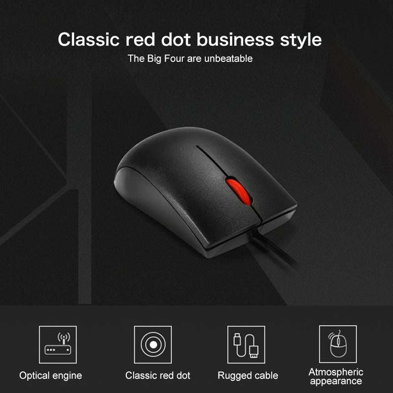 Lenovo M120 Pro Fashion Office Red Dot Wired Mouse (Black)