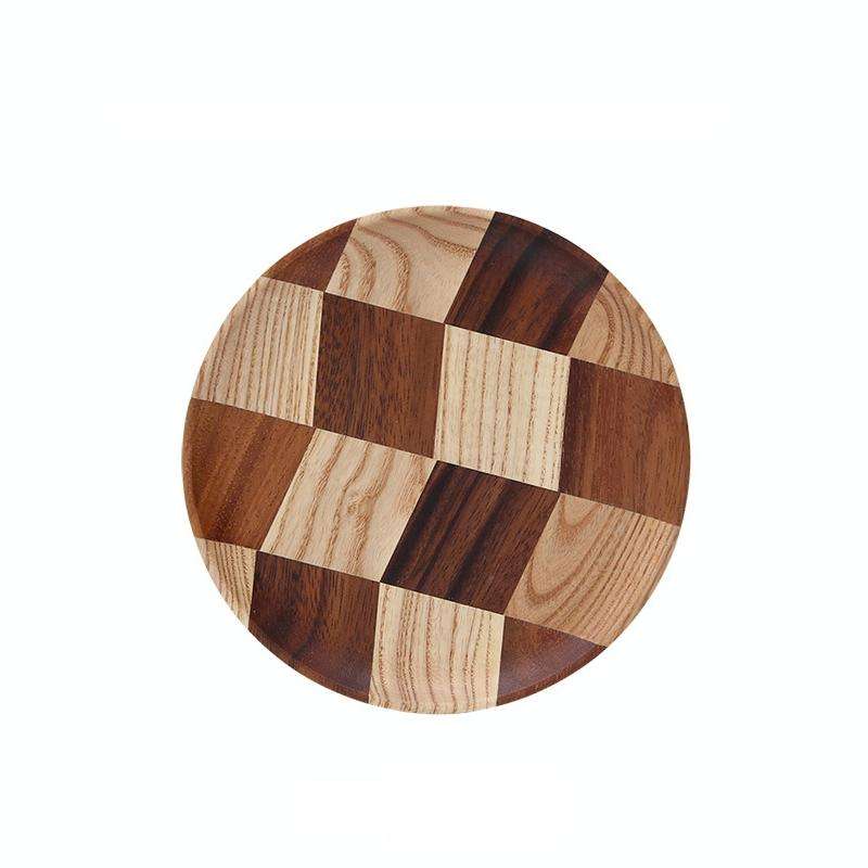 Wooden Tray Dinner Plate Household Fruit Cake Dessert Plate Wooden Dish Round 18cm