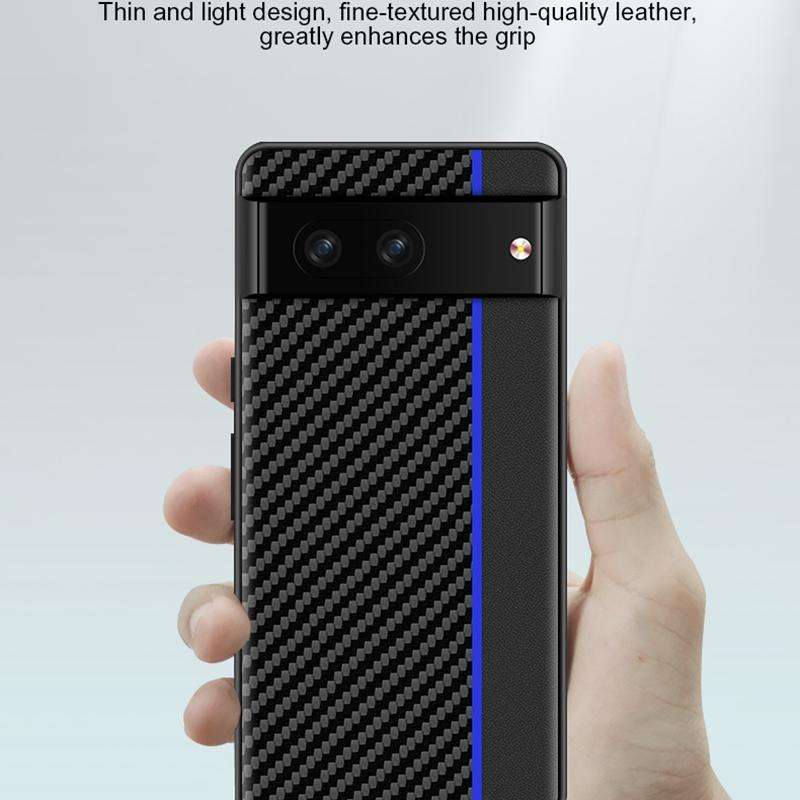 For Google Pixel 7 5G Ultra-thin Carbon Fiber Texture Splicing Phone Case(Blue)