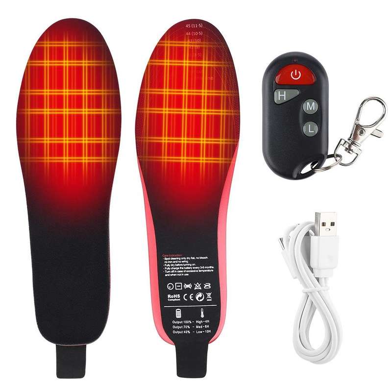 Rechargeable Electric Heating Insole Wireless Remote Control Smart Thermal Insole,Size:Medium(34-...