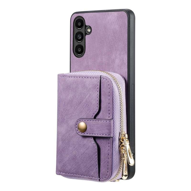 For Samsung Galaxy A24 4G Crossbody Multi-function Zipper Wallet Phone Case(Purple)