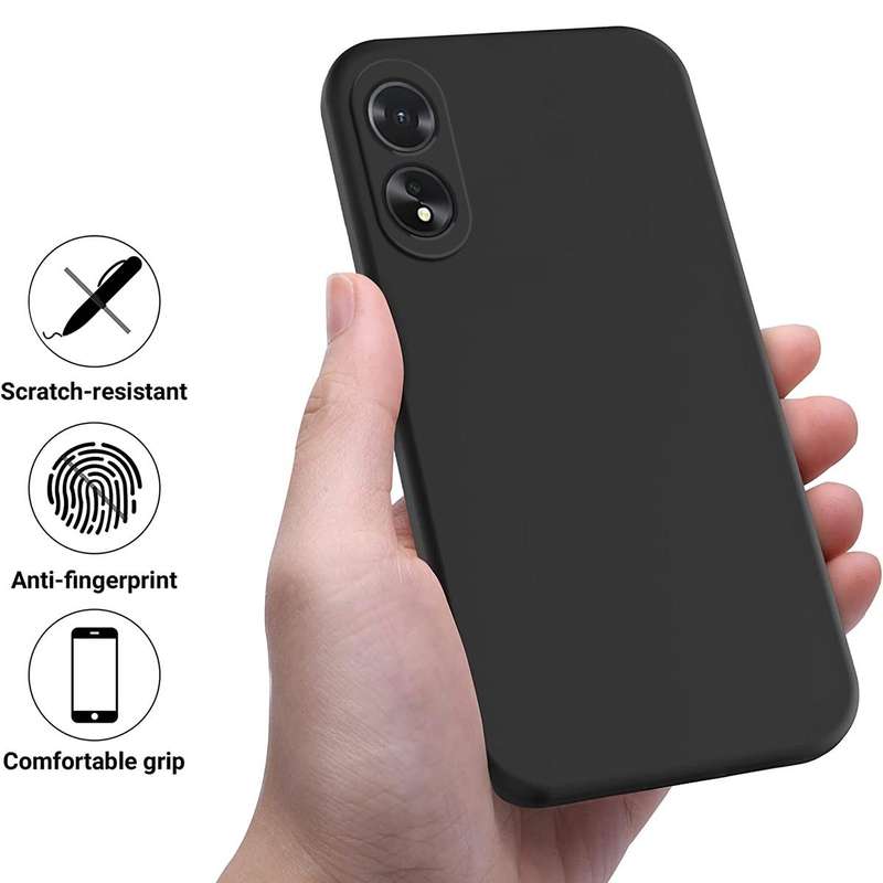 For OPPO A38 / A18 4G Pure Color Liquid Silicone Shockproof Phone Case(Black)