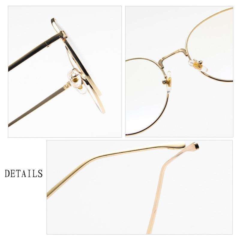 Retro Simple Round Frame Plain Glass Spectacles(Gold)