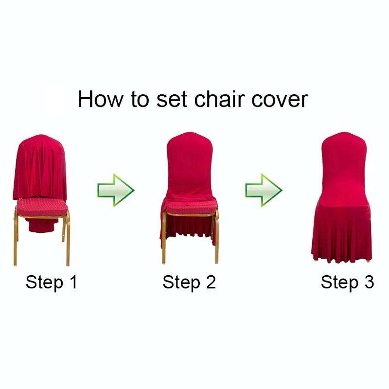 Pleated Skirt Hem Stretch One Piece Chair Cover Hotel Restaurant Wedding Chair Cover(Milk White)