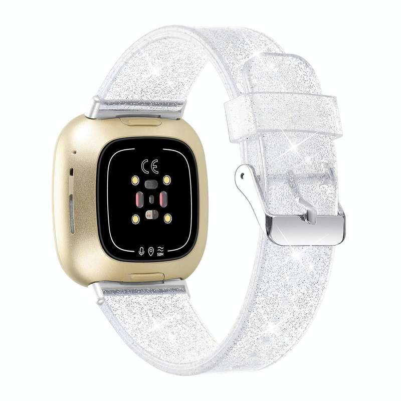 For Fitbit Versa 3 Glitter Powder Silicone Watch Band(Black)