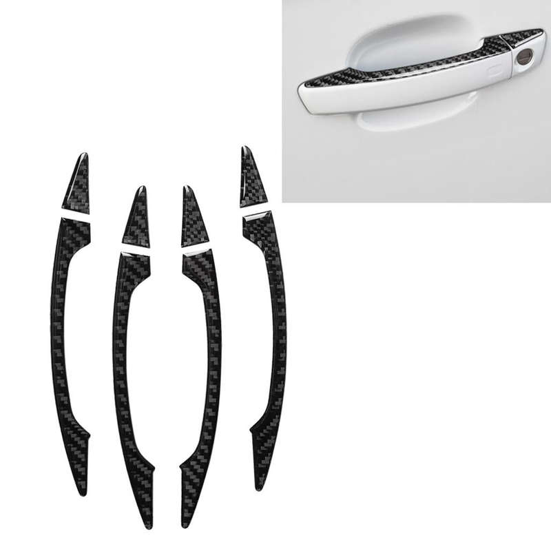 4 PCS Car Carbon Fiber Door Outside Handle Decorative Sticker for Audi A3 2014-2019, Left and Rig...