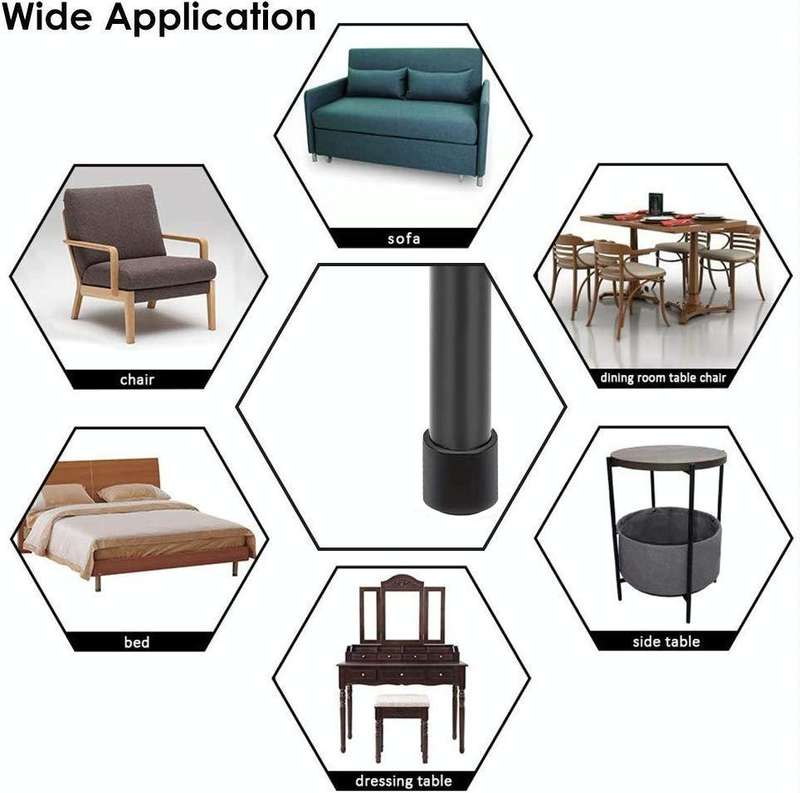 100 PCS Plastic Chair Feet Protectors Black Anti-skid Furniture Legs Table Base Cap Floor Protect...