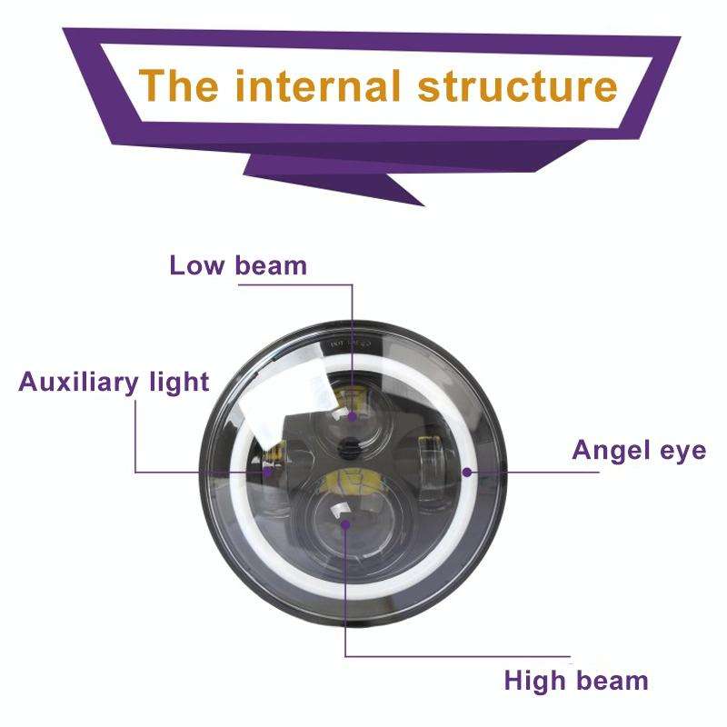 2 PCS 7 inch IP68 Waterproof 6500K 75W CREE LED Headlight Hi/Lo Beam Driving Lamp for Jeep Wrangl...