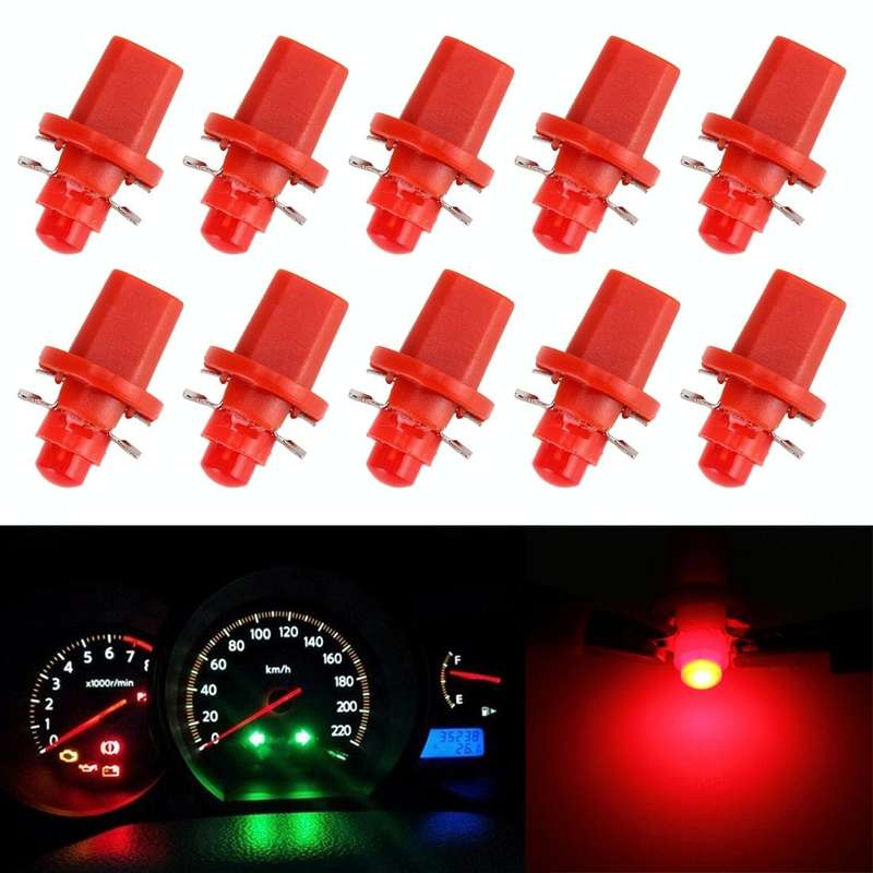 10 PCS 0.4W B8.5 Wedge Instrument Panel COB LED Light Dashboard Gauge Cluster Indicator Lamp Bulb...