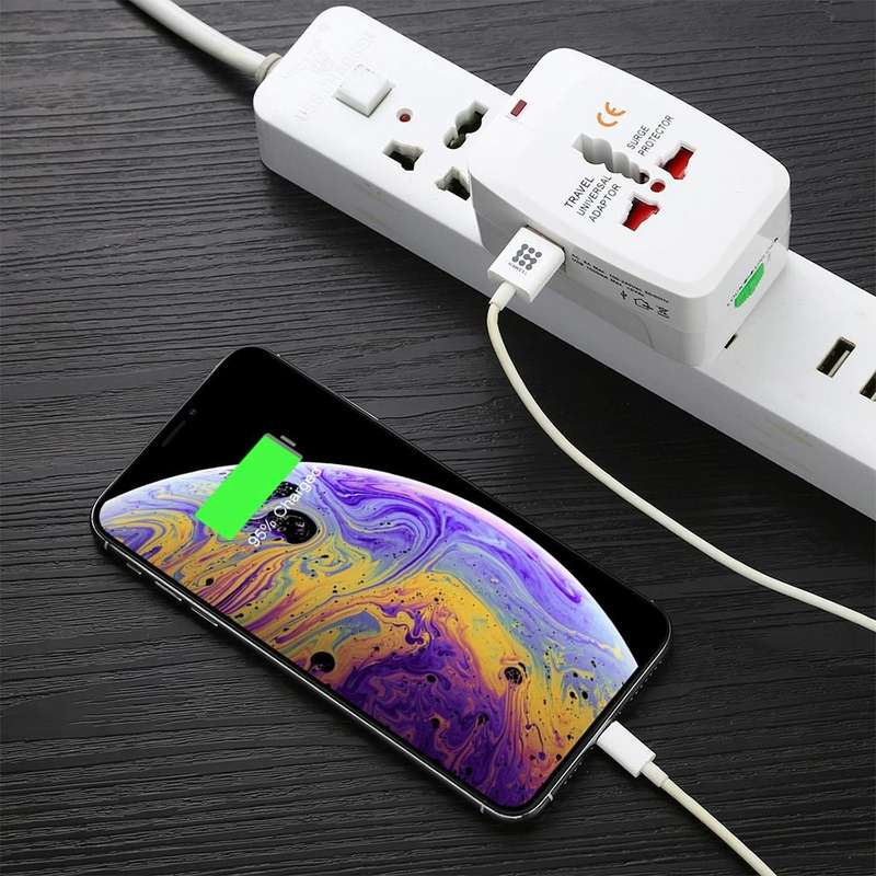 110-250V Multi-function Travel Universal Converter with Dual USB Interfaces, EU / UK / US / AU Pl...