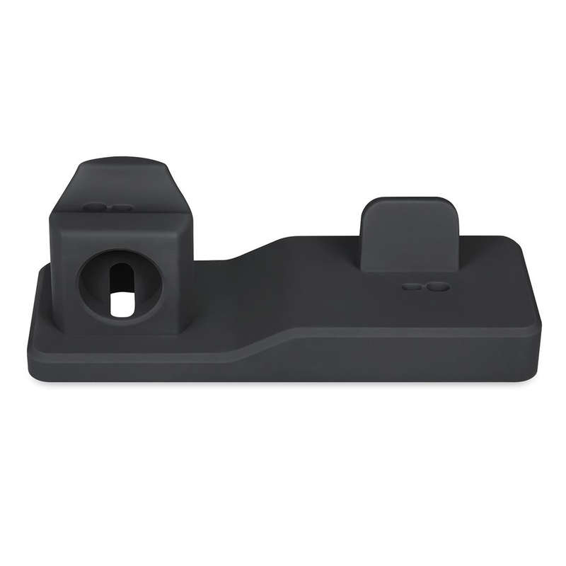 3 in 1 Silicone Charging Dock for AirPods Pro & Apple Watch & iPhone, with Bracket Funtcion(White)