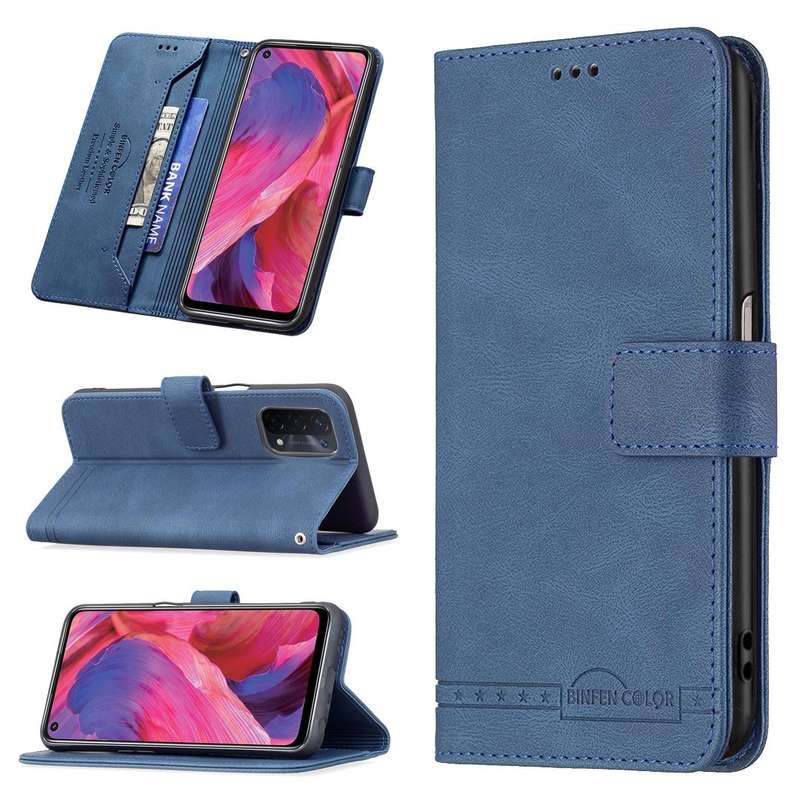 For OPPO A74 5G / A93 5G / A54 5G Magnetic Clasp RFID Blocking Anti-Theft Leather Case with Holde...