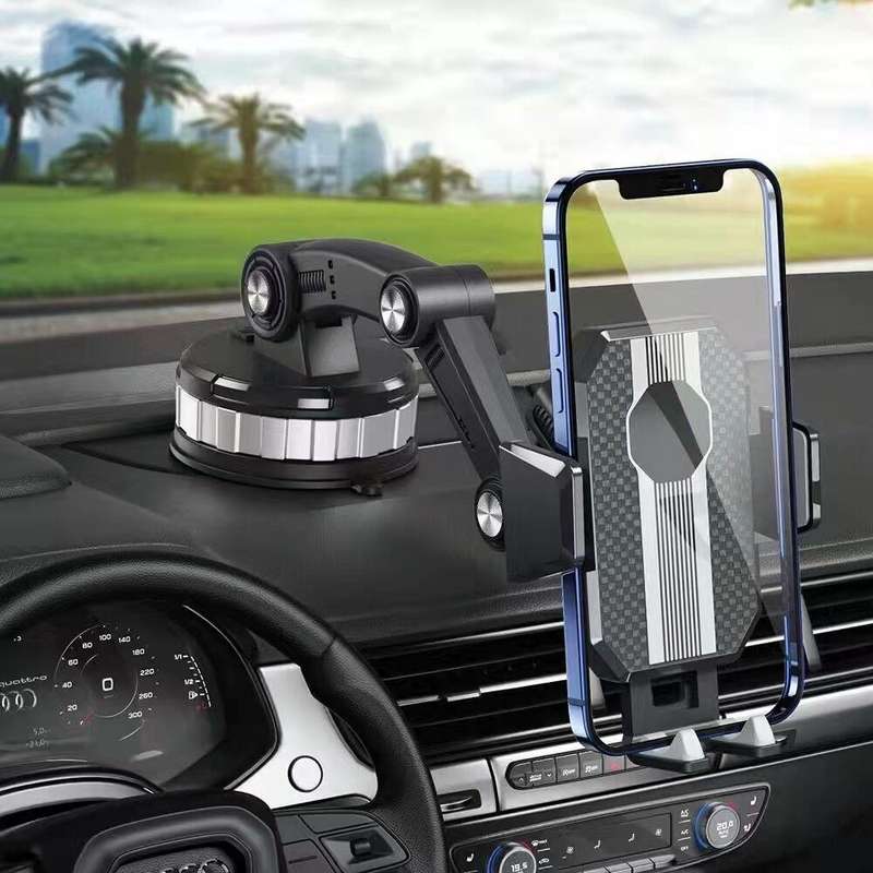 X-0566 Big Suction Cup Car Phone Holder Center Console Phone Holder(Black Gray)