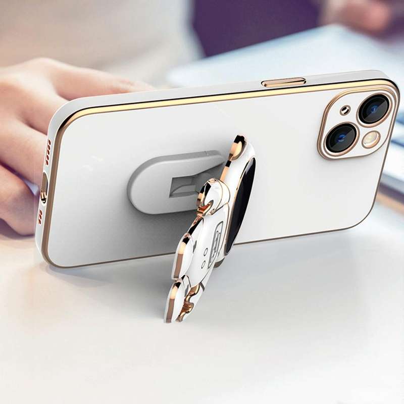 For iPhone 12 mini Plating Astronaut Holder Phone Case (Lavender Purple)