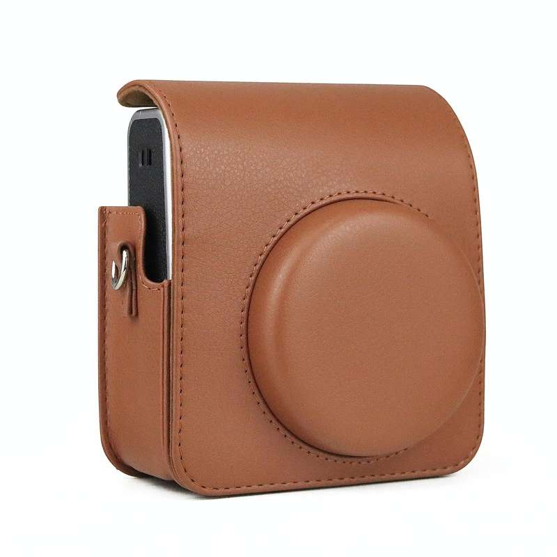 Full Body Camera Retro PU Leather Case Bag with Strap for FUJIFILM instax mini 40 (Brown)