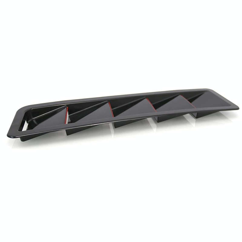 SSW007A-BK-R Black 2 in 1 Car Air Intake Scoop Bonnet Hood Vent Louver Cooling Panel Trim Set