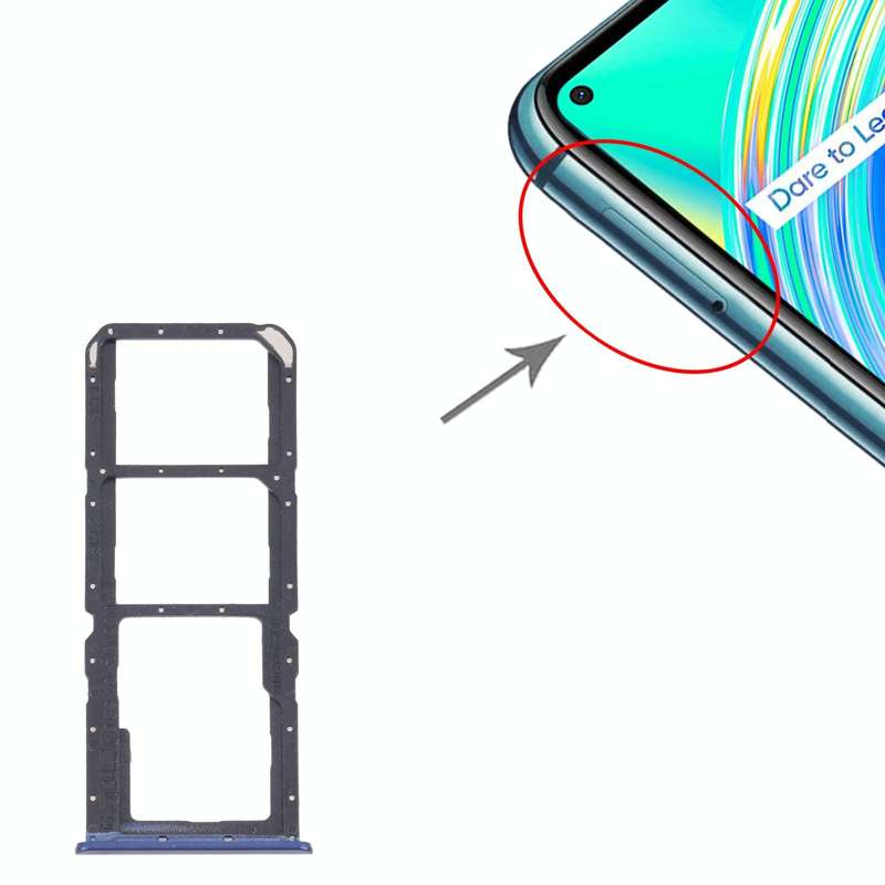 For OPPO Realme C17 RMX2101  SIM Card Tray + SIM Card Tray + Micro SD Card Tray (Blue)