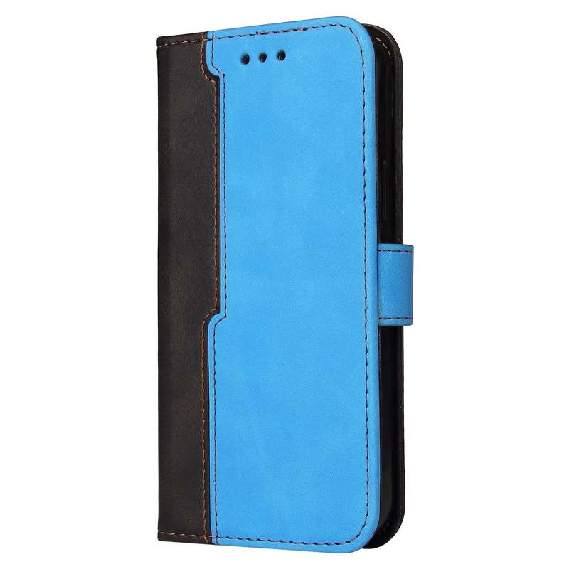 For OPPO Reno7 Z 5G / A96 5G Stitching-Color Flip Leather Phone Case(Blue)