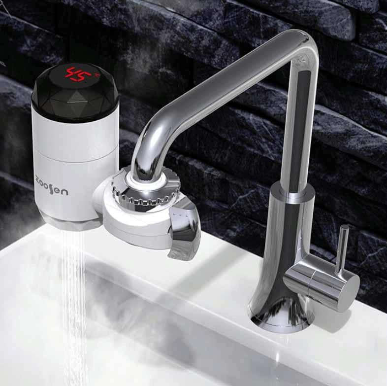 Zoosen Electric Hot Water Faucet Connection Type Instant Hot Water Faucet EU Plug, Style:White