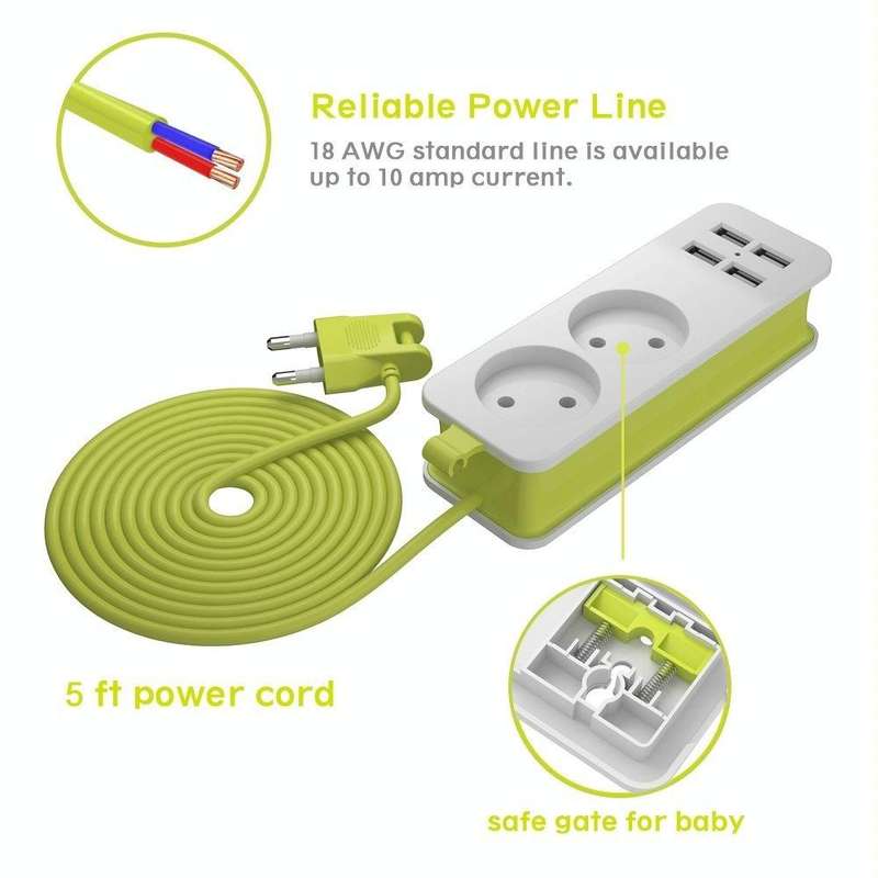 Power Strip 1/2 EU Plug 4 USB Port 1200W 250V 1.5m Cable Wall Portable Multiple Socket EU Plug Ou...