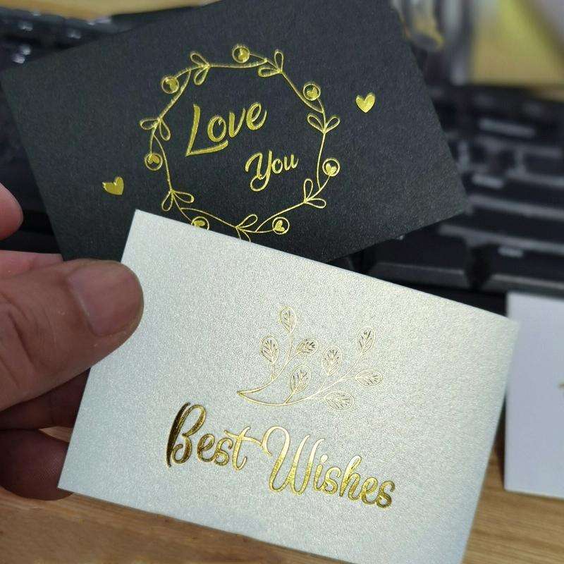 100 PCS Wedding Blessing Card Thank You Message Gift Decoration Card Bronzing Flower Greeting Car...