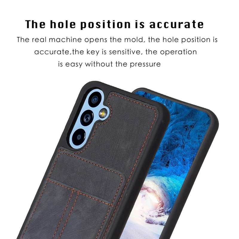For Samsung Galaxy A54 5G BF28 Frosted Card Bag Phone Case with Holder(Black)