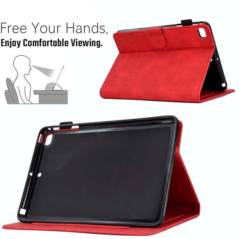 For iPad mini 5/4/3/2/1 Embossed Smile Flip Tablet Leather Smart Case(Red)