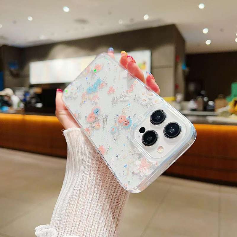 For iPhone 13 mini Fresh Small Floral Epoxy TPU Phone Case(D04)