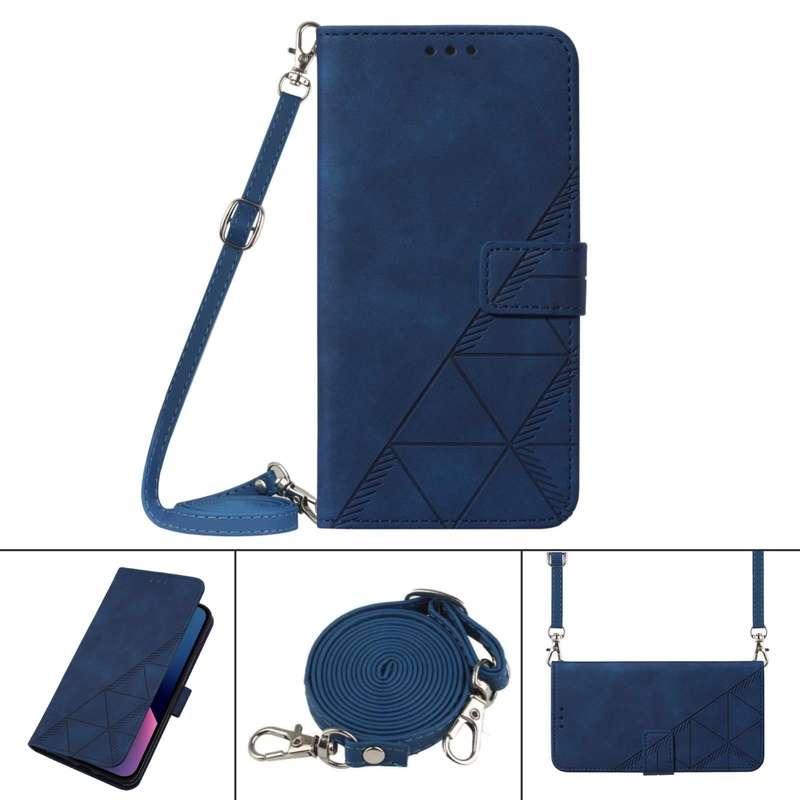 For Samsung Galaxy A32 4G EU Version Crossbody 3D Embossed Flip Leather Phone Case(Blue)