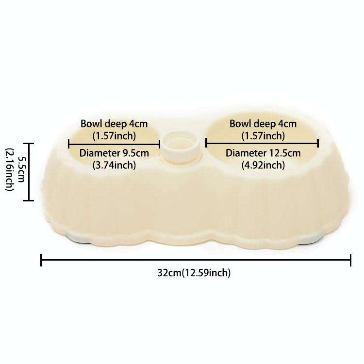 Pumpkin Shape Dog Cat Food Dish + Drinking Water Double Bowls with Automatic Water Dispenser, Siz...