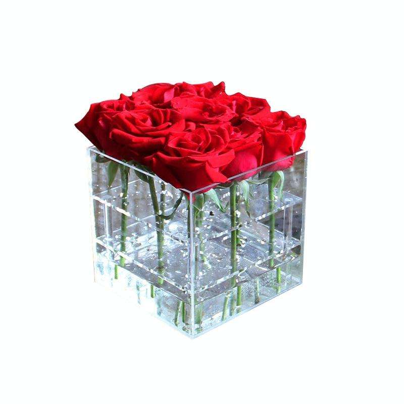 Square Transparent Acrylic Gift Box Flower Box, Specification: 4 Holes