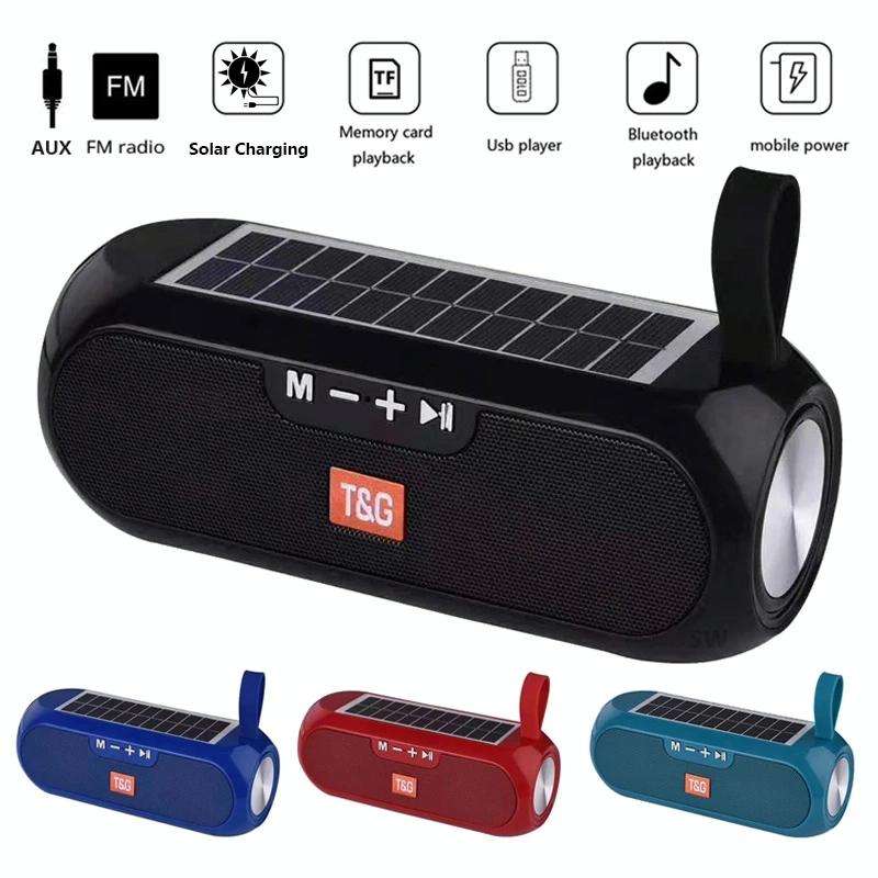 T&G TG182 Portable Column Wireless Stereo Music Box Solar Power waterproof USB AUX FM radio super...