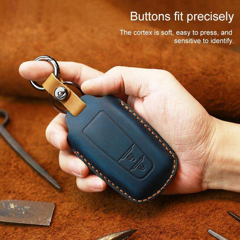 For Toyota Car Cowhide Leather Key Protective Cover Key Case, Three Keys Version (Brown)
