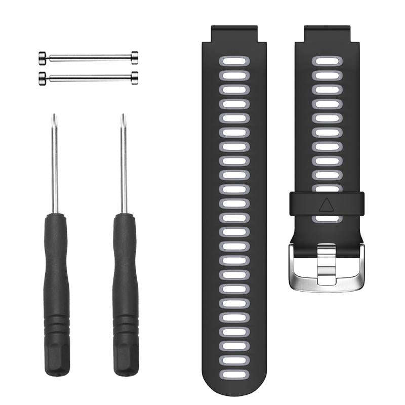 For Garmin Forerunner 735 XT Two-tone Silicone Watch Band(Black + Grey)