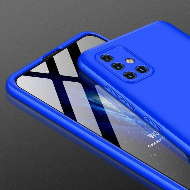 For Samsung Galaxy A51 GKK Three Stage Splicing Full Coverage PC Protective Case(Blue)