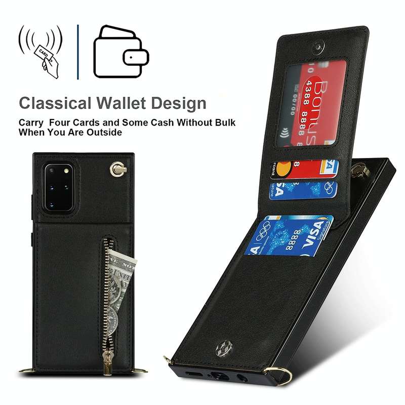 For Samsung Galaxy S20 Cross-body Zipper Square TPU+PU Back Cover Case with Holder & Card Slots &...