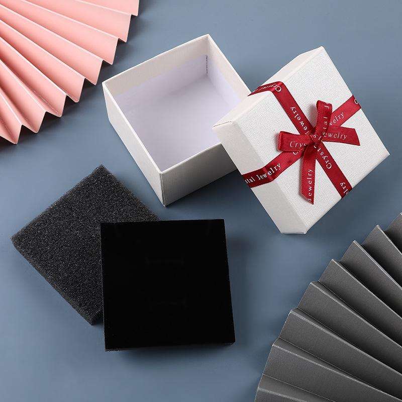 10 PCS Bowknot Jewelry Gift Box Square Jewelry Paper Packaging Box, Specification: 6.2x6.2cm(Crea...