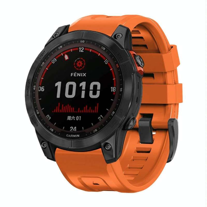For Garmin Fenix 7X / 6X / 5X 26mm Black Buckle Silicone Watch Band(Orange)