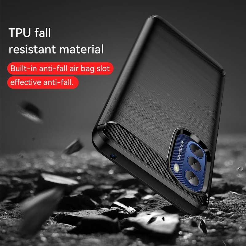 For Motorola Moto G Stylus 5G 2022 Brushed Texture Carbon Fiber TPU Phone Case(Black)