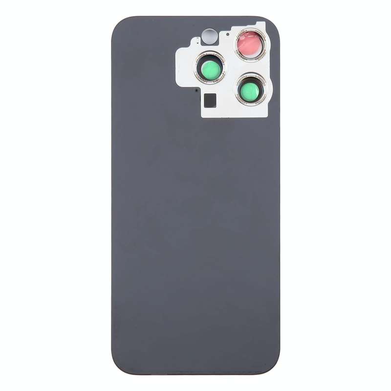 For iPhone 15 Pro Glass Battery Back Cover with Camera Lens Cover(Black)